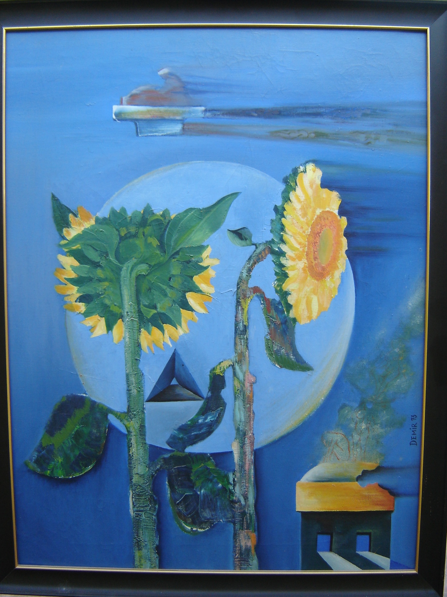 Large Surrealist Oil On Canvas - Image 2 of 4