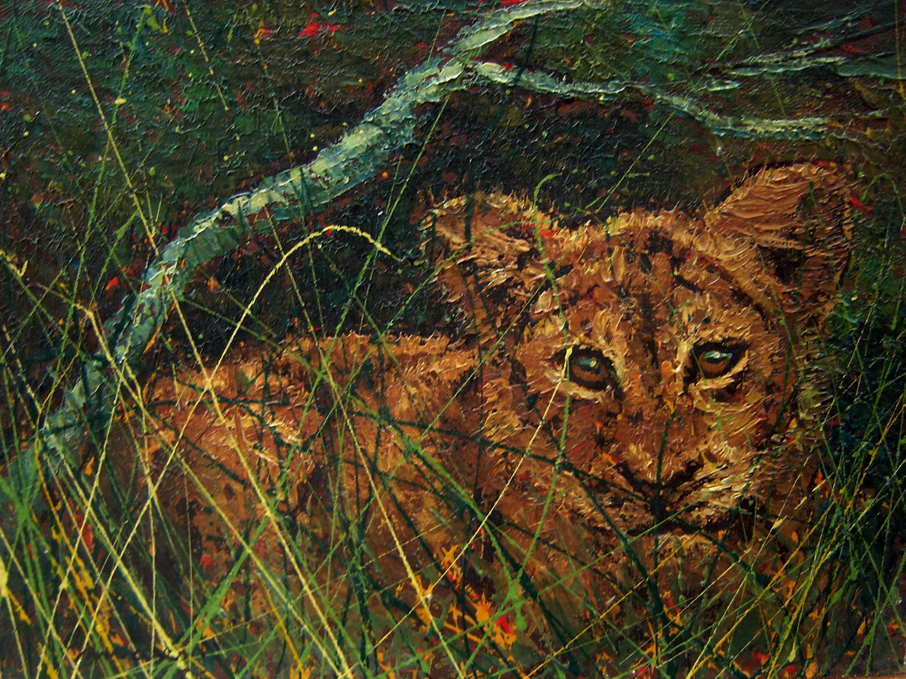 Small Lion Cub Oil On Canvas