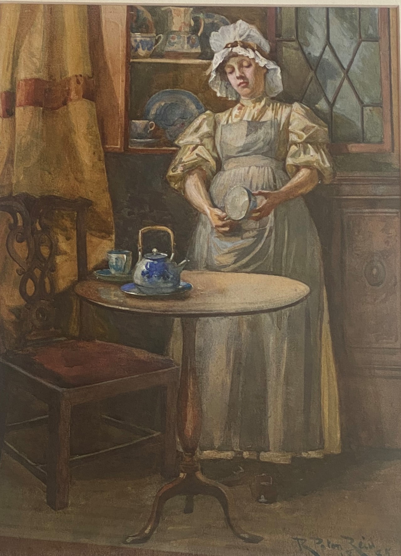 Original Signed Watercolour. Robert Paton Reid (1859 - 1945) - The Kitchen Maid