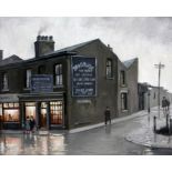 Steven Scholes (b.1952). 'The Original Eccles Cake Shop Eccles 1962'. Signed Oil Painting