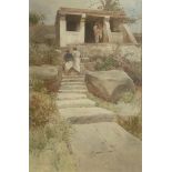 Carlton Alfred Smith original signed watercolour "Indian temple steps"