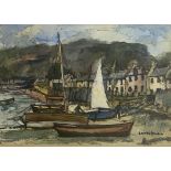 Robert Hardie Condie RSW 1898 – 1981 signed watercolour "Plockton – Pulling up the Boat"