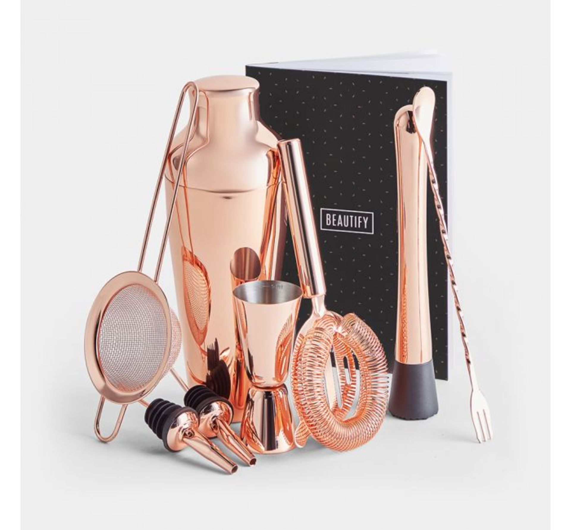 (AP180) Rose Gold Parisian Cocktail Set Set includes a muddler, double-ended bar spoon/ fork, ... - Image 2 of 3