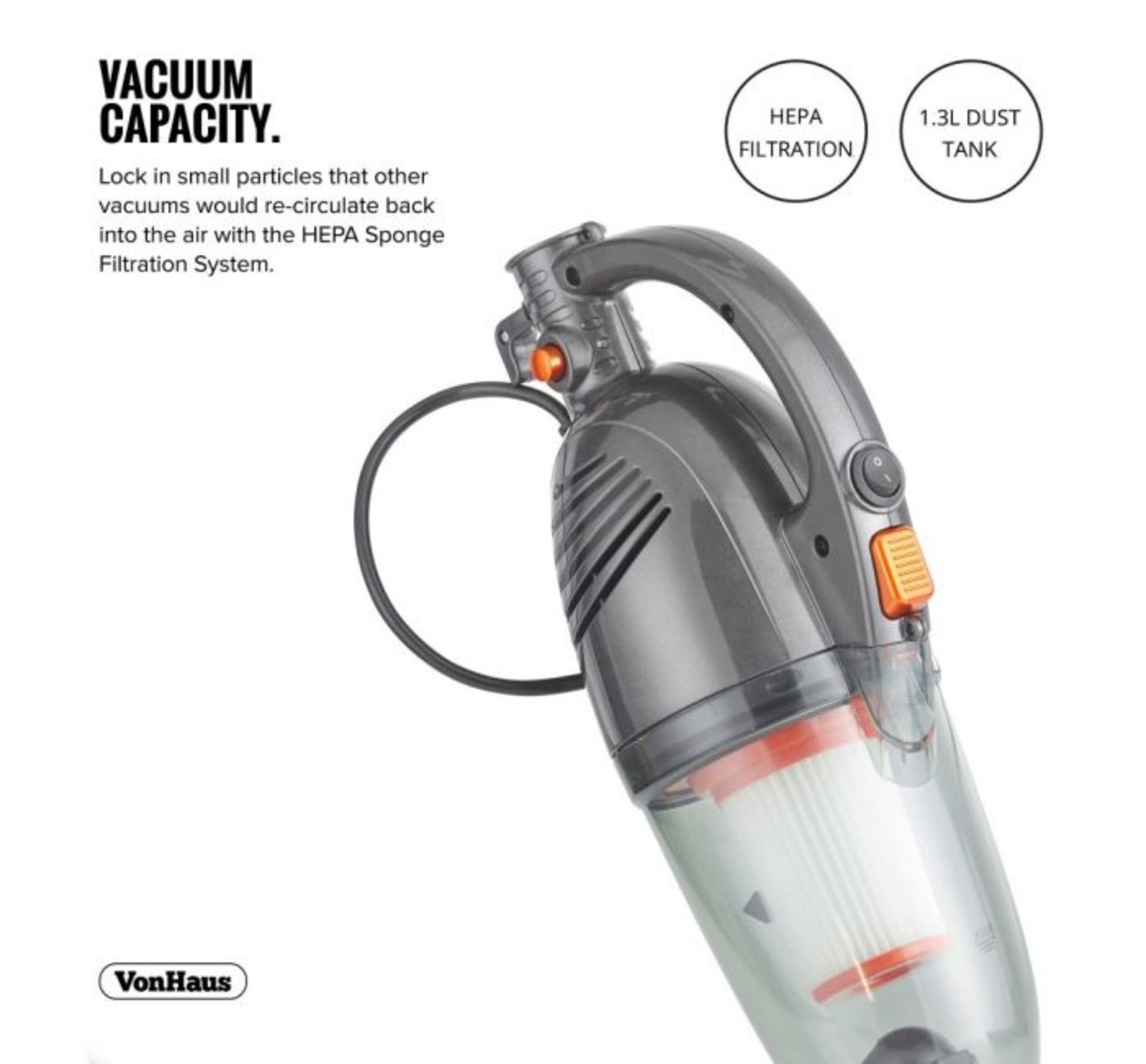 (AP29) 800W Grey 2 in 1 Stick Vacuum Can be used at full length or without the extension tube ... - Image 4 of 4