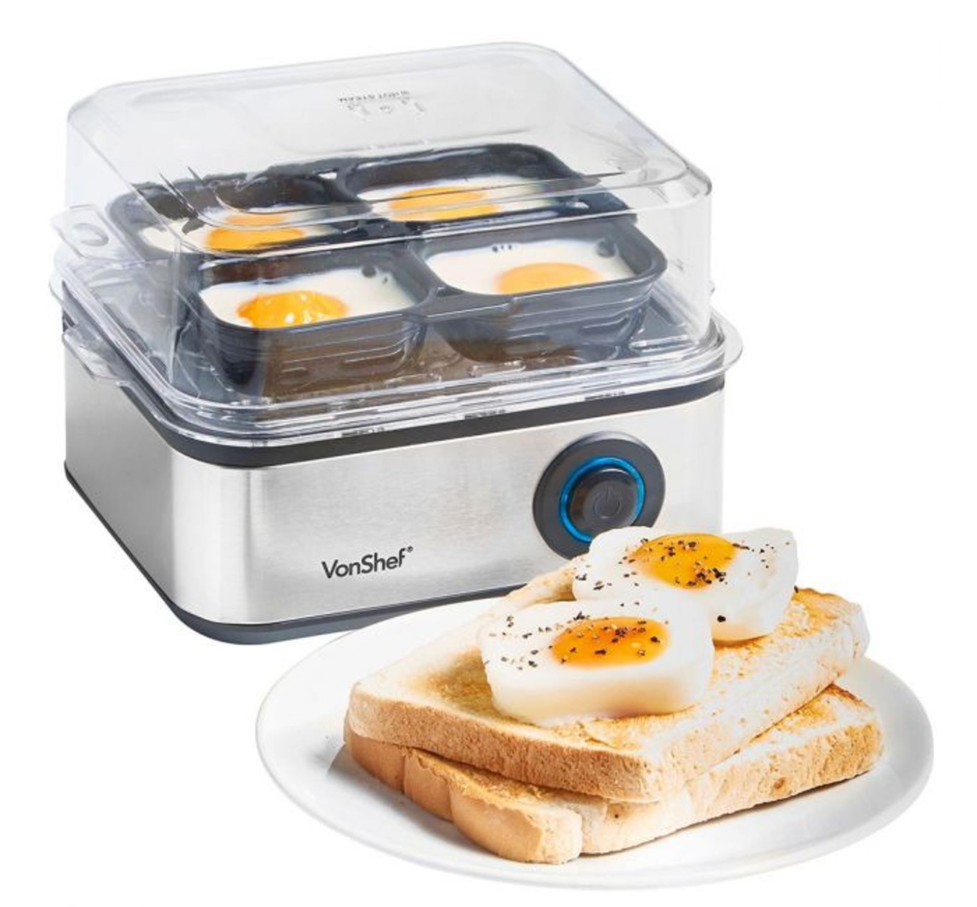 (AP45) 16 Hole Egg Boiler Two removable shelves hold 8 eggs each Easy to use with power indic... - Image 3 of 3