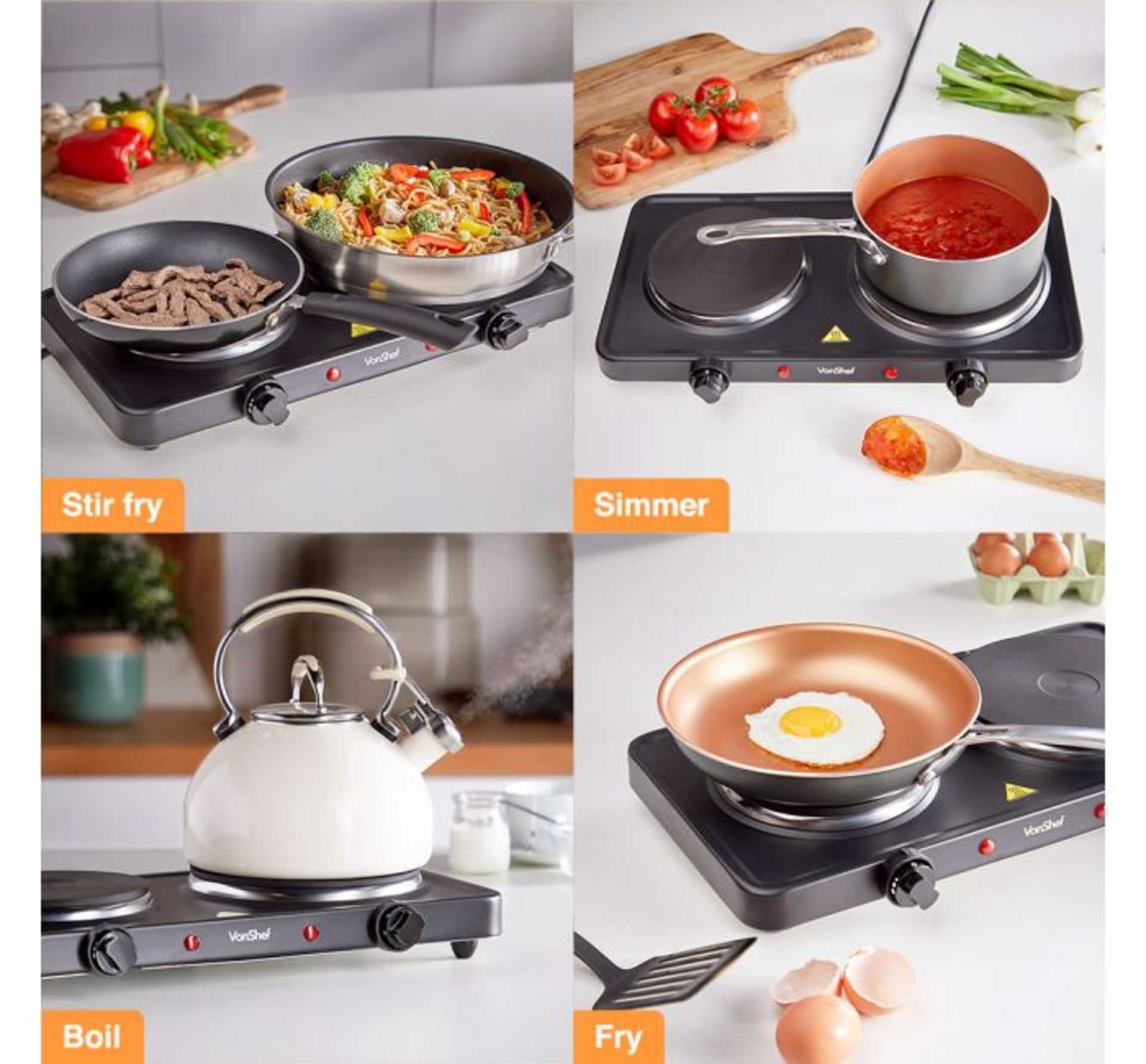 (AP170) Double Hot Plate Small, lightweight and easily portable, use the hot plate for cooking...