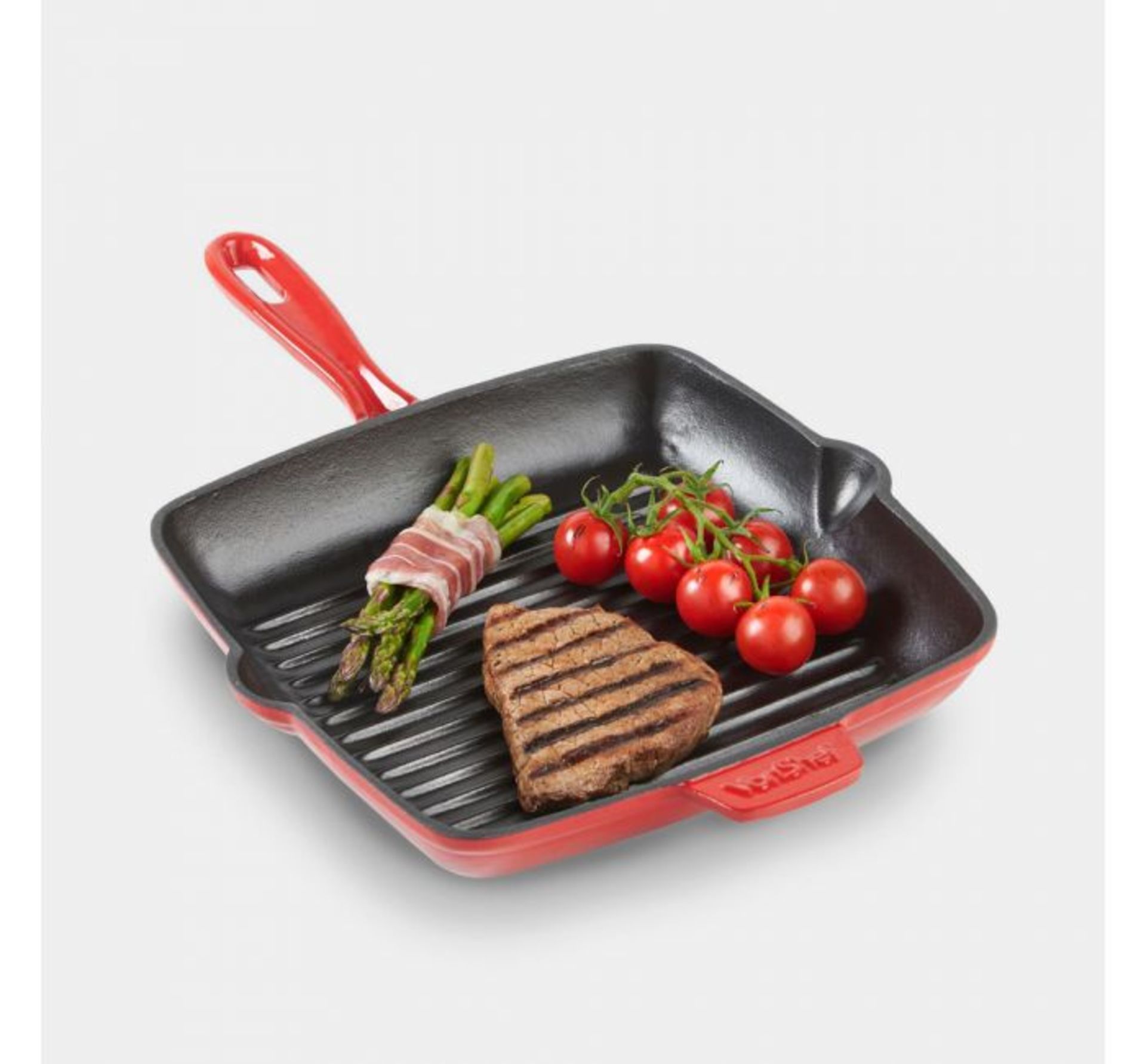 (AP213) 26cm Red Cast Iron Griddle Pan Ultra-tough cast iron construction with induction techn... - Image 2 of 3