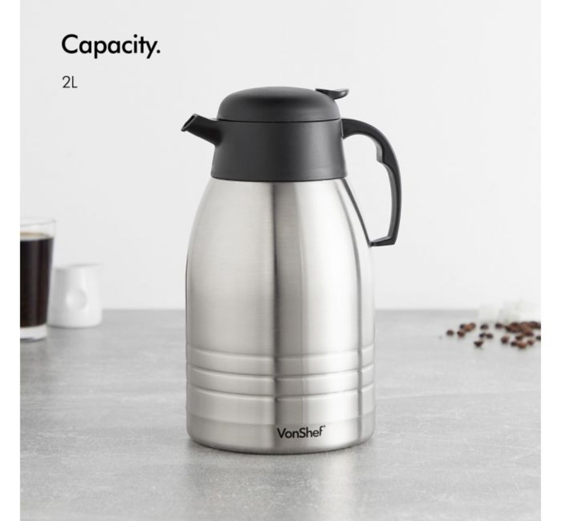 (AP36) 2L Stainless Steel Vacuum Jug Keeps drinks piping hot or ice cold for hours – great f... - Image 2 of 3