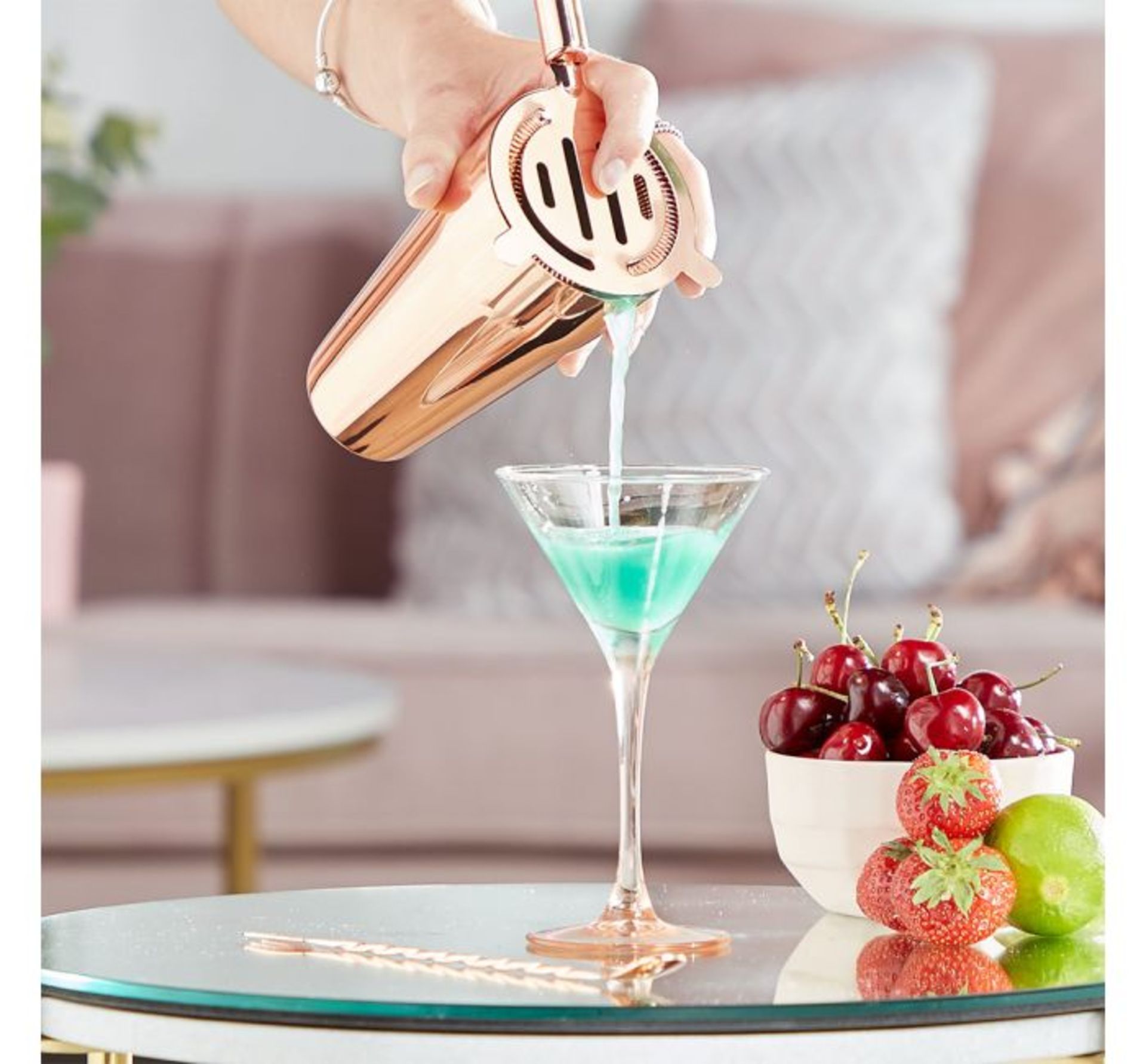 (AP180) Rose Gold Parisian Cocktail Set Set includes a muddler, double-ended bar spoon/ fork, ... - Image 3 of 3