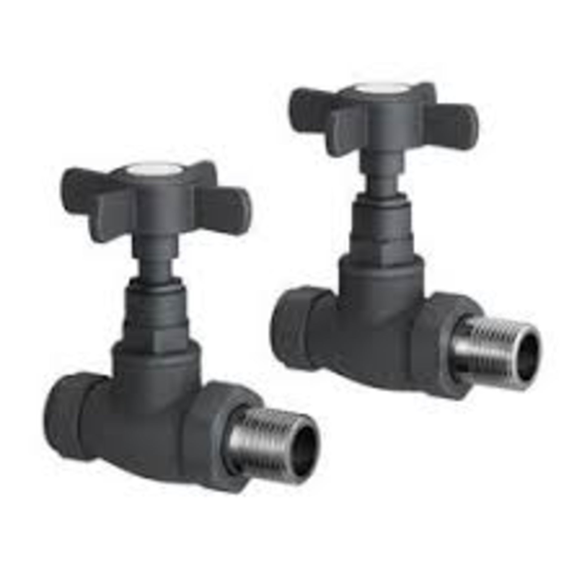 (GC1006) Anthracite Standard Connection Straight Radiator Valves. 15mm connection.