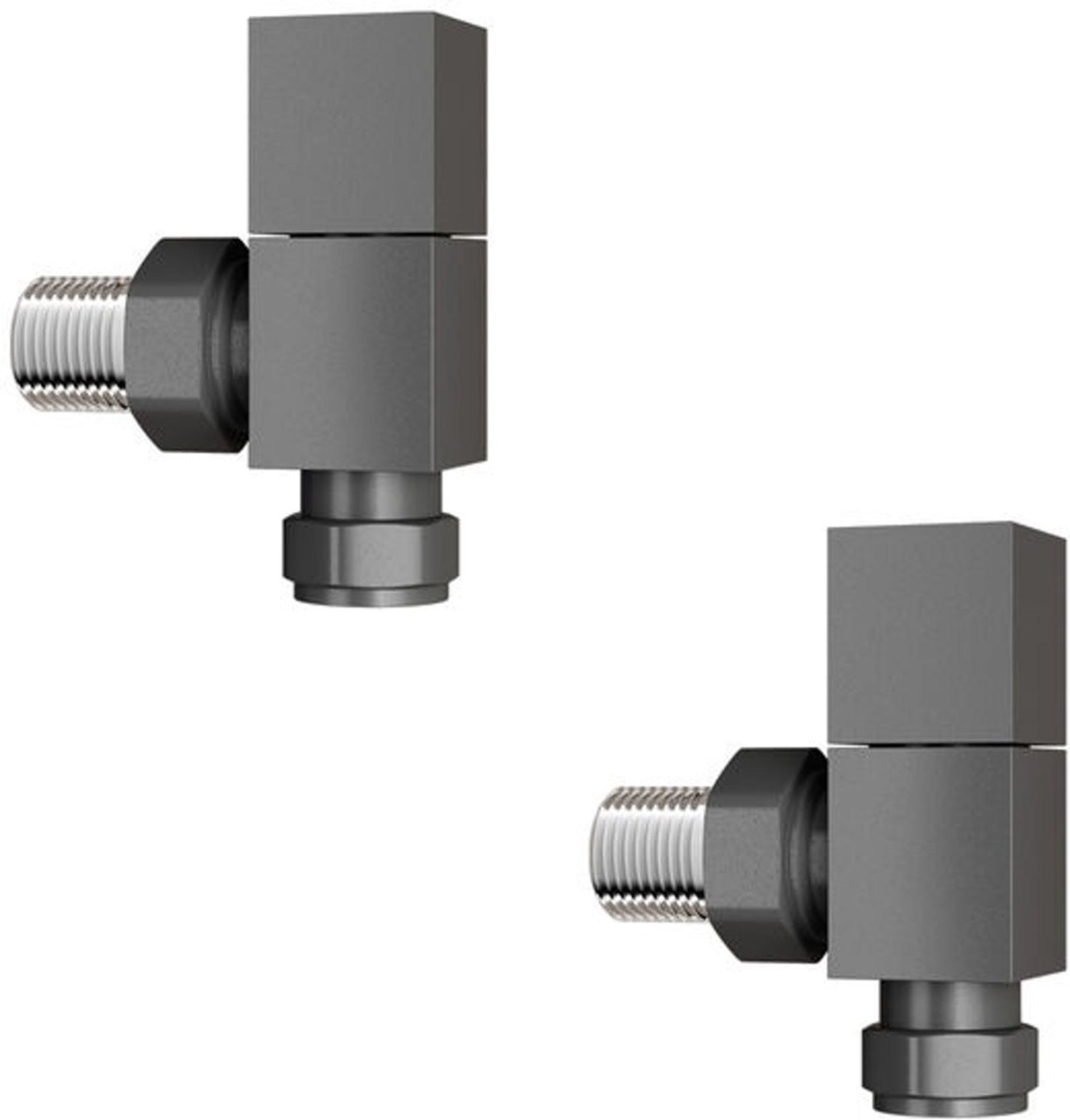 (GC1005) Anthracite 15mm Standard Connection Square Angled Radiator Valves.