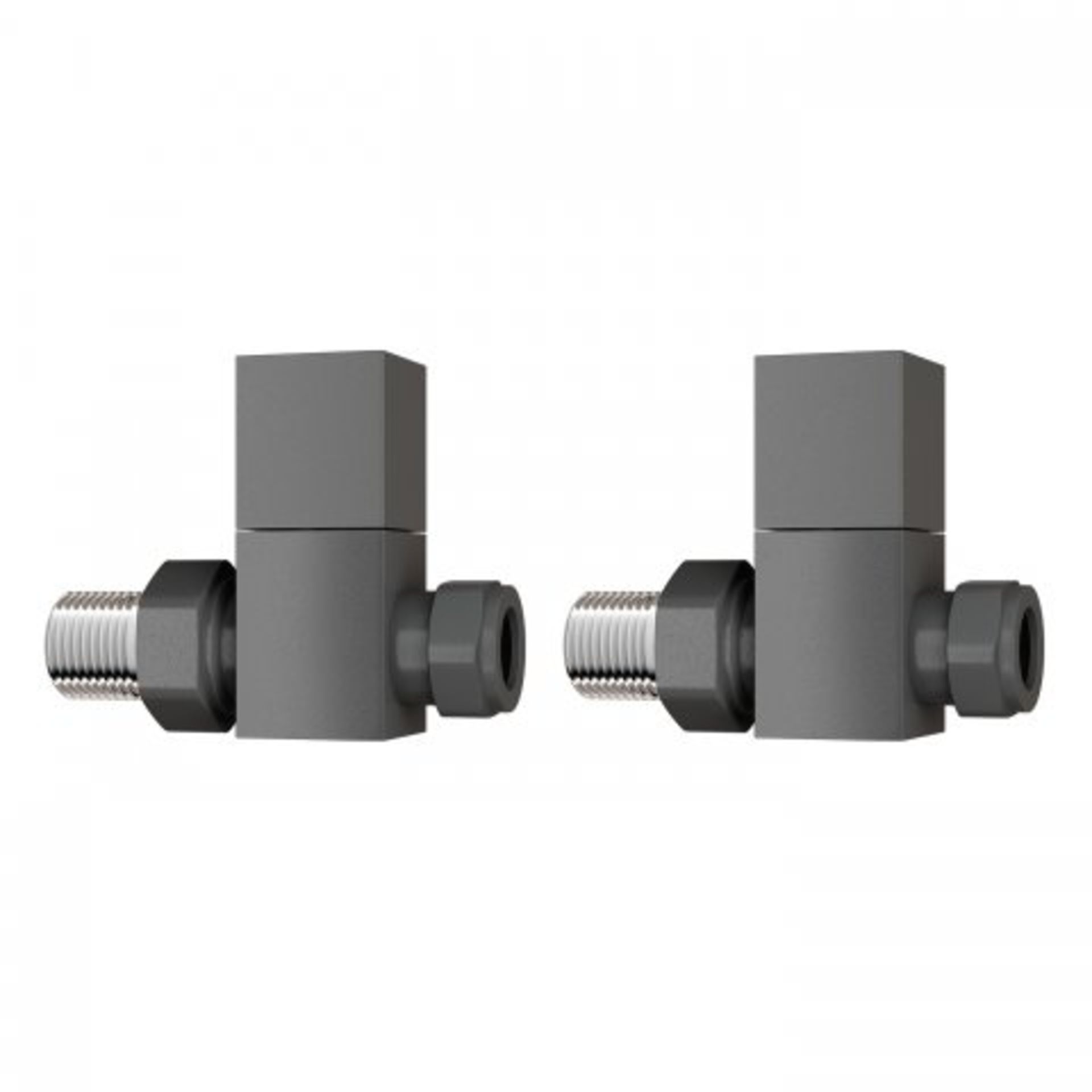(GC1016) 15mm Standard Connection Square Straight Anthracite Radiator Valves Made of solid bra...