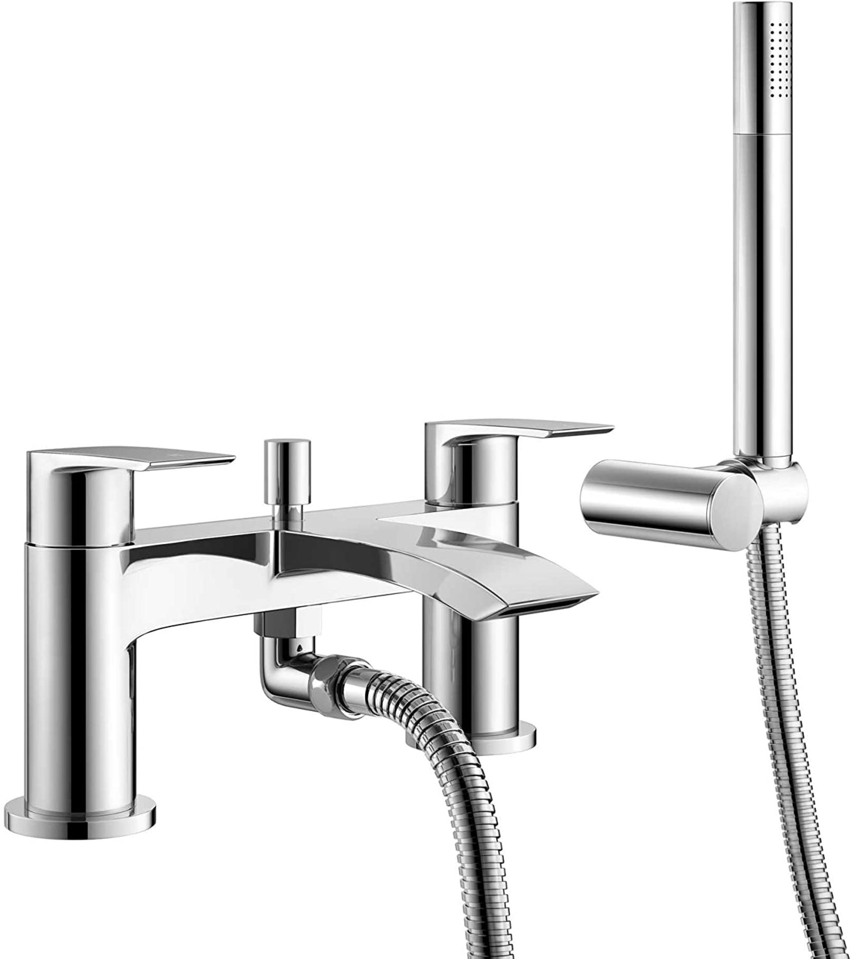 (WE1000) Chrome Bath Filler Mixer Tap Hand Held Shower Head Handset Set. Chrome plated solid br... - Image 2 of 2