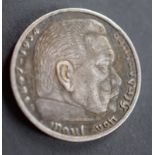 1935 5 Marks Third Reich Silver Coin