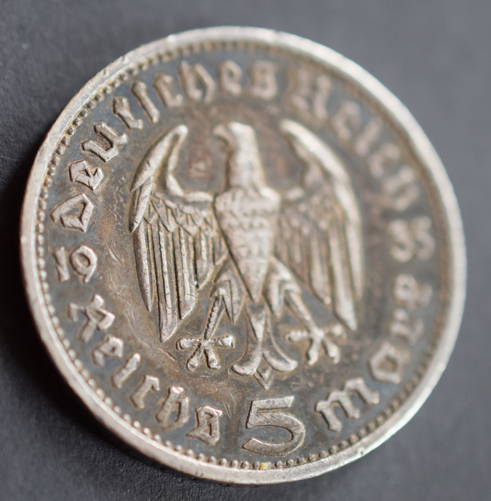 1935 5 Marks Third Reich Silver Coin - Image 4 of 4