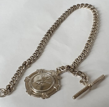 Silver Albert Watch Chain With Darts Fob