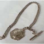 Silver Albert Watch Chain With Darts Fob