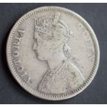 Queen Victoria Silver Rupee 1862