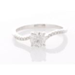 18ct White Gold Single Stone Prong Set With Stone Set Shoulders Diamond Ring ((0.64) 0.73 Carats