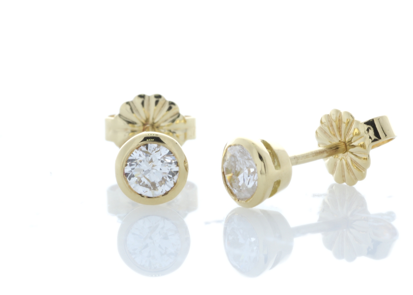 18ct Yellow Gold Single Stone Rub Over Set Diamond Earring 0.50 Carats - Image 2 of 5