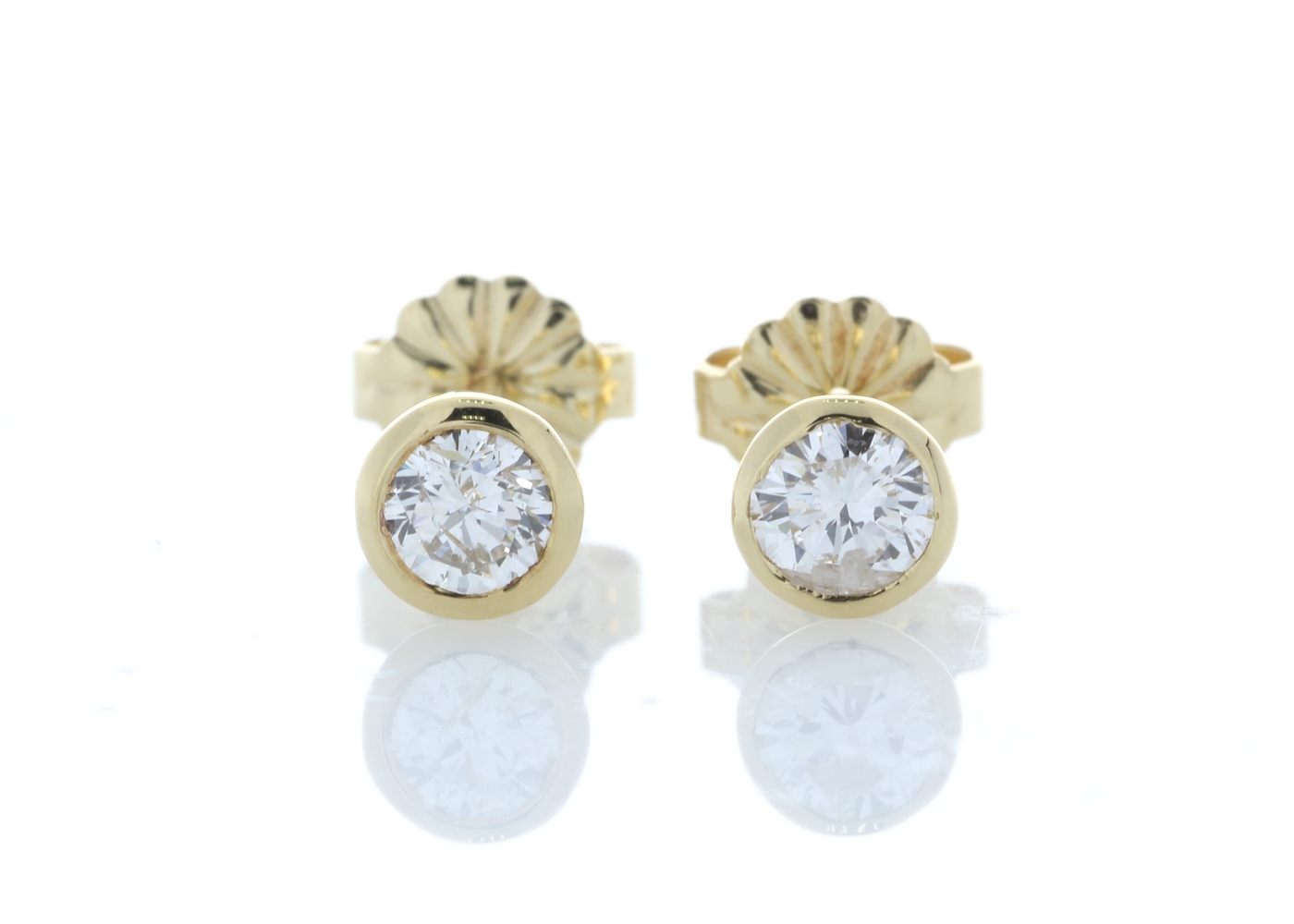 18ct Yellow Gold Single Stone Rub Over Set Diamond Earring 0.50 Carats