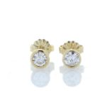 18ct Yellow Gold Single Stone Rub Over Set Diamond Earring 0.50 Carats