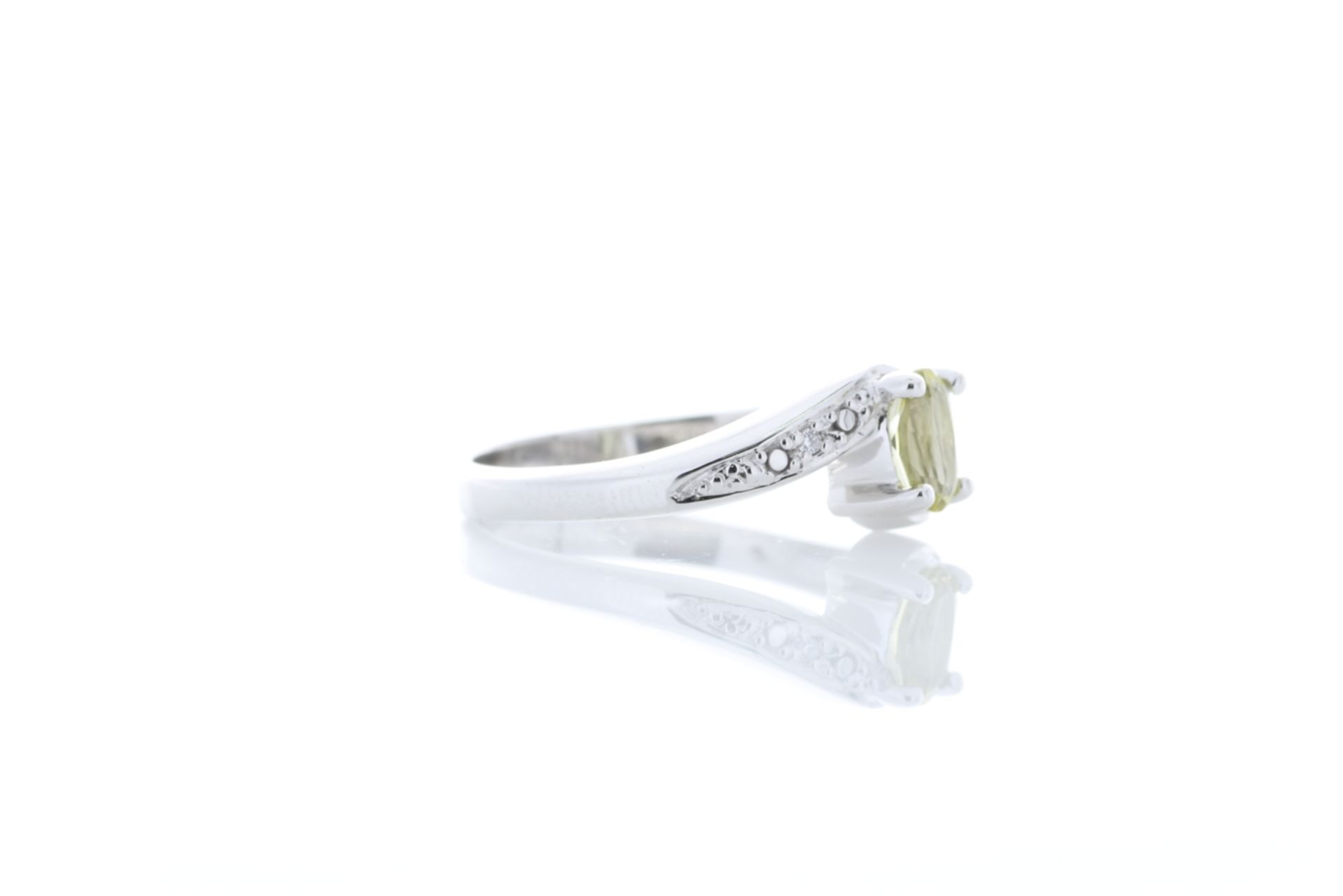 9ct White Gold Diamond And Lemon Quartz Ring 0.01 Carats - Image 4 of 8