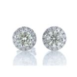 18ct White Gold Single Stone With Halo Setting Earring (1.01) 1.29 Carats