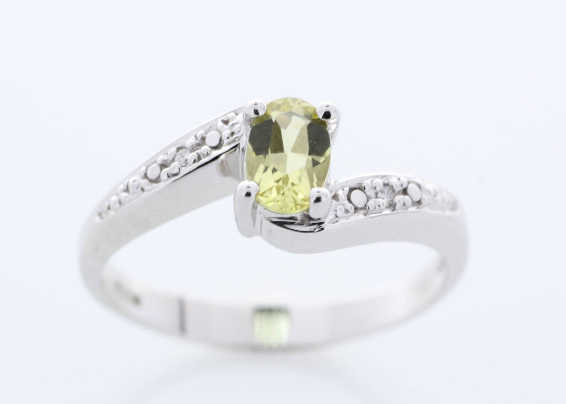 9ct White Gold Diamond And Lemon Quartz Ring 0.01 Carats - Image 5 of 8