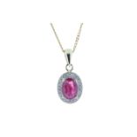 9ct Yellow Gold Diamond And Ruby Pendant 0.11 Carats