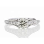 18ct White Gold Single Stone Diamond Ring With Stone Set Shoulders (0.50) 0.80 Carats