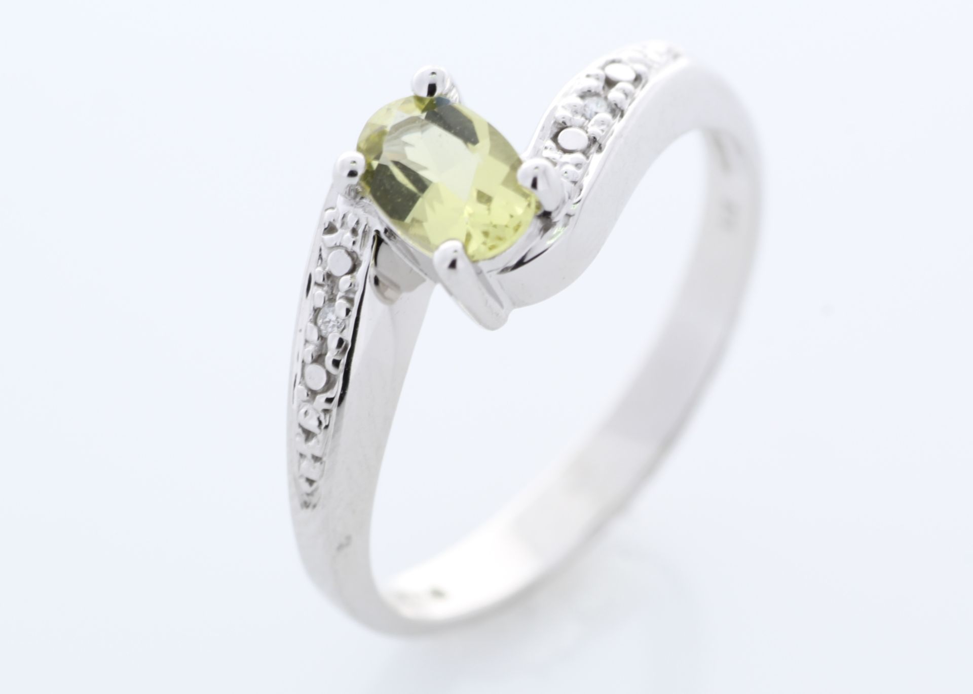 9ct White Gold Diamond And Lemon Quartz Ring 0.01 Carats - Image 7 of 8