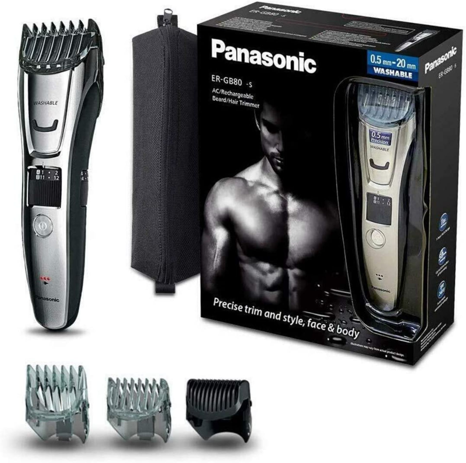 Panasonic ER-GB80-s Wet & Dry Electric Beard, Hair and Body Trimmer