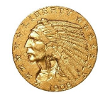 $5 dollar half gold eagle - 1908 - rare