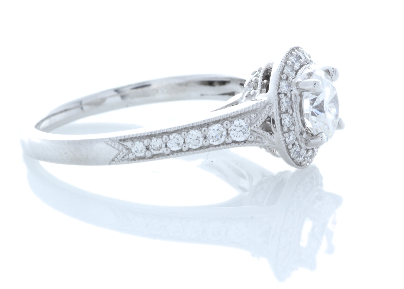 18ct White Gold Single Stone With Halo Setting Ring (0.63) 0.91 Carats - Image 4 of 5