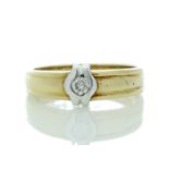 18ct Yellow Gold Single Stone Fancy Rub Over Set Diamond Ring 0.21 Carats