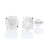 18ct White Gold Single Stone Prong Set Diamond Earring 2.74 Carats