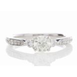 18ct White Gold Single Stone Diamond Ring With Stone Set Shoulders (0.55) 0.72 Carats