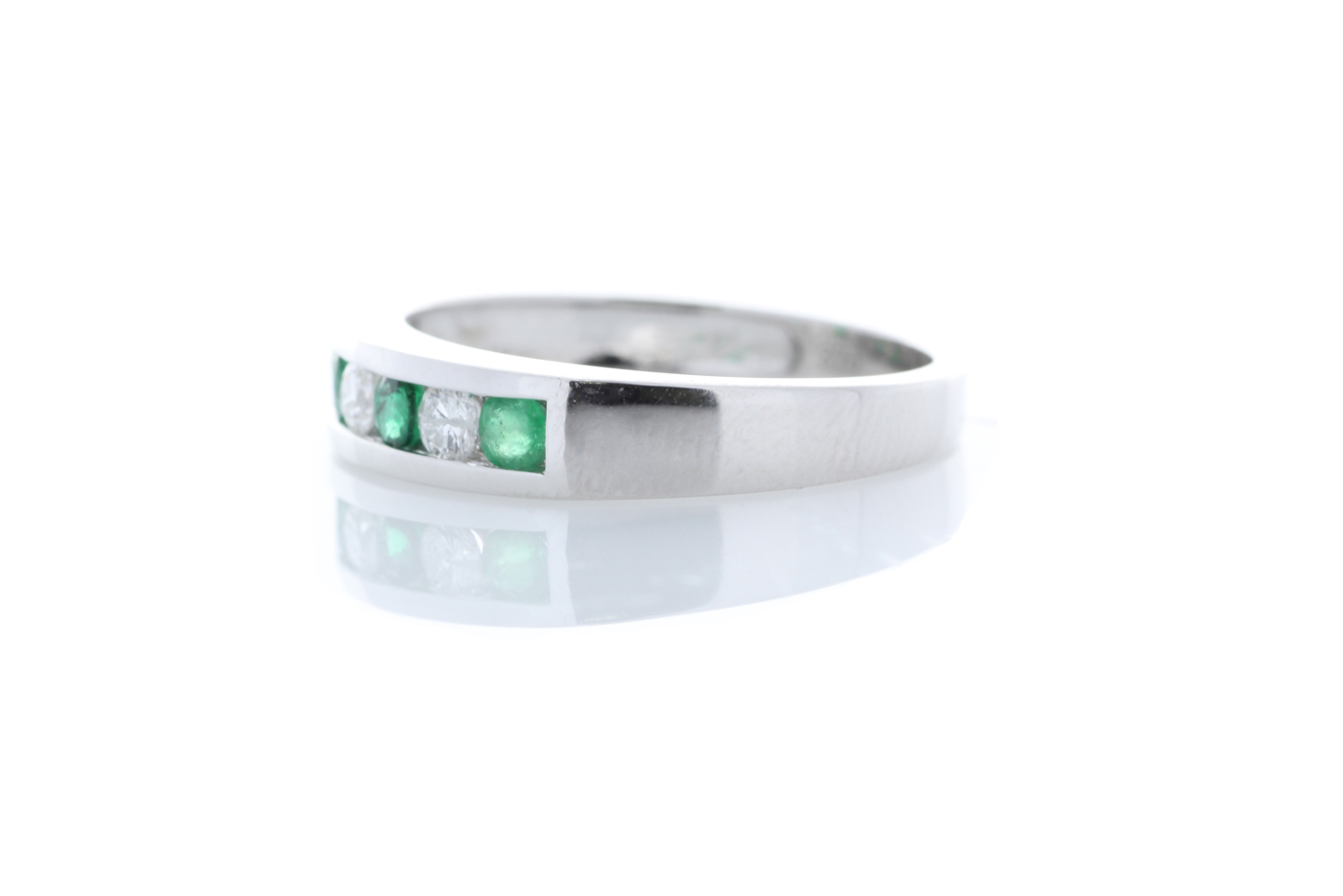 9ct White Gold Channel Set Semi Eternity Diamond And Emerald Ring 0.25 Carats - Image 2 of 5