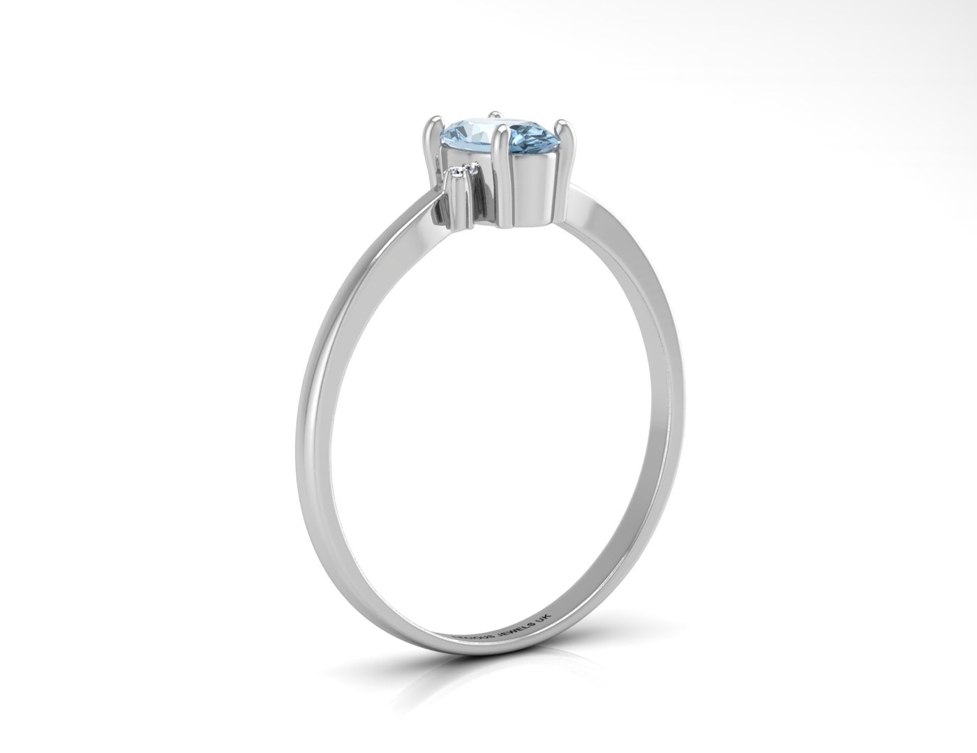 9ct White Gold Diamond and Oval Shape Blue Topaz Ring 0.01 Carats - Image 2 of 9