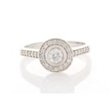 18ct White Gold Single Stone With Halo Setting Ring (0.23) 0.51 Carats