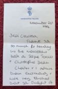 Diana, Princess of Wales - personally handwritten and signed thank you letter and envelope