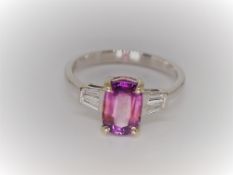 GIA Certified 2.44 ct VVS Vivid Purple Sapphire & Diamonds Ring