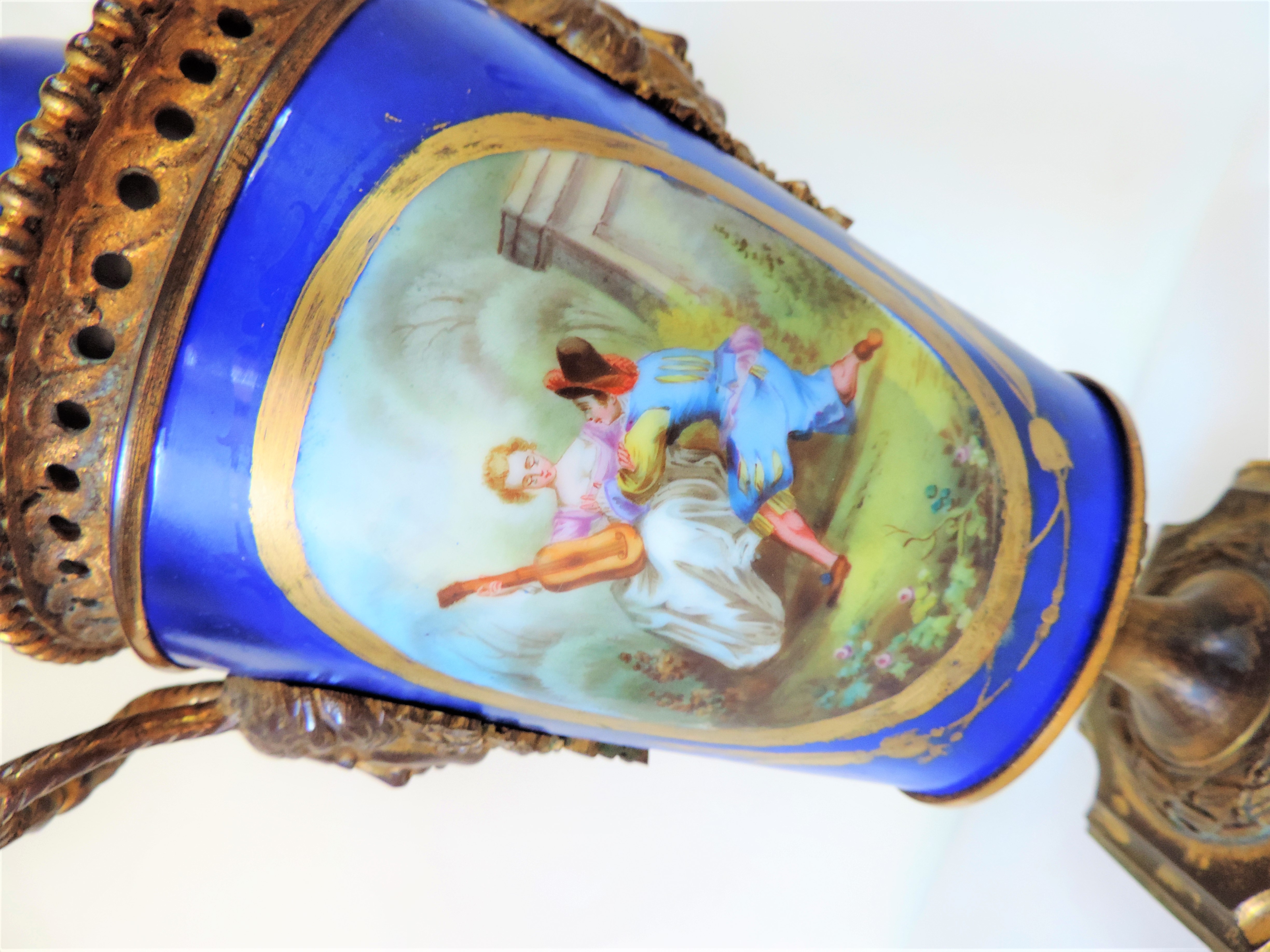 Antique Sevres Vincennes Porcelain Lidded Urn c. 1750 Interlaced L Sevres Mark - Image 3 of 9