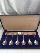 Six Silver Plated Spoons Box Set Elizabeth Silver Jubilee 1977