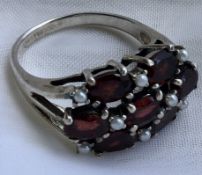 Garnet Dress Ring. 925 Silver Stamped