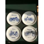Set of 4 limted edition wall plates depicting motorcycles by Ted Underhill