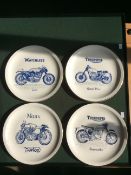 Set of 4 limted edition wall plates depicting motorcycles by Ted Underhill