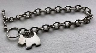 Italian Silver 925 Chain. Terrier Dog Bracelet Toggle Clasp