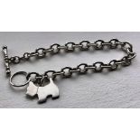 Italian Silver 925 Chain. Terrier Dog Bracelet Toggle Clasp